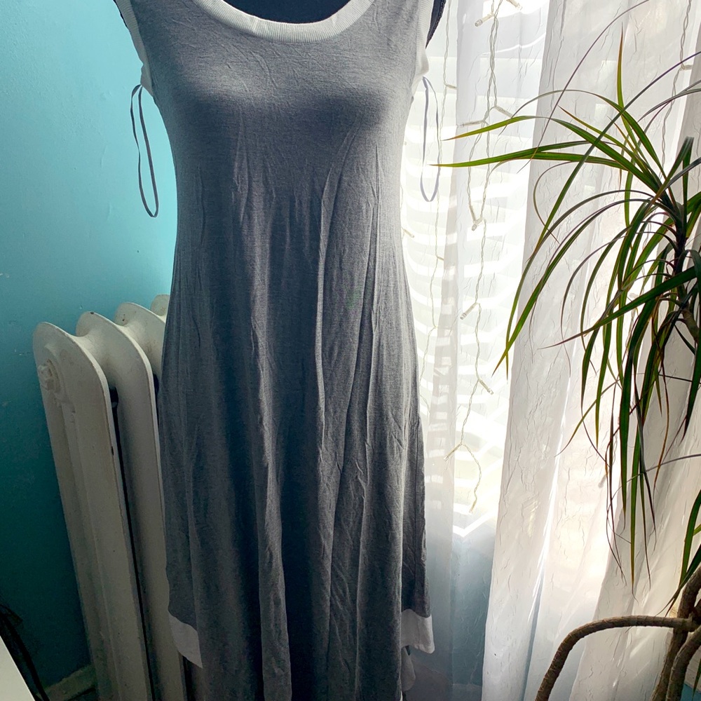 Grey and white arm hole summer dress
